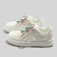 selipar wanita skechers women kasut perempuan Bell White Thick-Soled Sneakers - Ideal for Students |