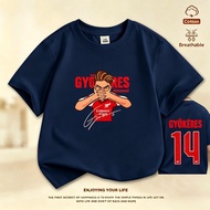Ready Stock Arsenal Player Gyokeres 14 Printed Tshirt Budak Lelaki 100% Cotton Premium Fashion Short