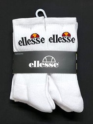 Ellesse Cushioned White Crew Sport Socks 白襪 運動襪 長襪 (Size: L 大碼) (包平郵 Free local mail)