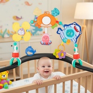 Pram Arch Toys for Baby: Bouncer Activity Center, Boosts Fine Motor Skills & Sensory Growth, Car Sea