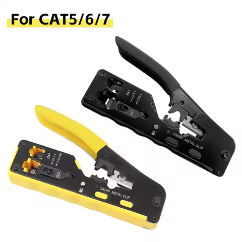 RJ45 Crimping Tool Wire Stripping Cutting Vertical Crimping Network Cable Pliers With Through-hole C