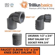 KNEE DRAT IN KNEE FAUCET ELBOW TS 1/2 x 3/4 INCH TRILLION AW PVC