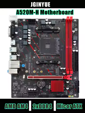 JGINYUE A520M-H AM4 Motherboard Micor ATX, 2 DDR4 64GB, AMD Ryzen 4000/5000 series, 4 SATA3.0