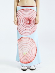BLACKDOG BKK - SS2410 -Printed onion skirt- กระโปรงยาวผ้ายืดพิมพ์ลาย