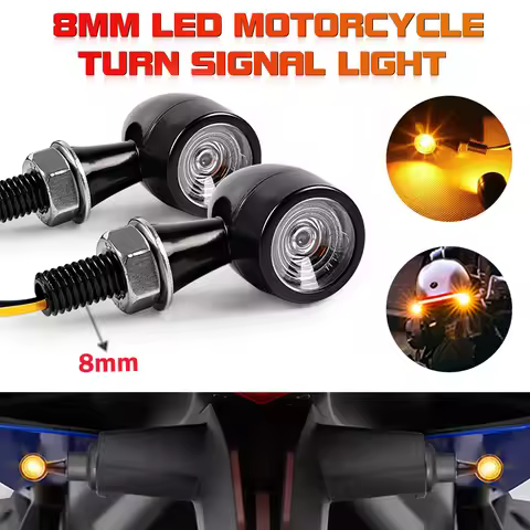 Motorcycle LED Turn Signal Black Motorcycle Bullet Lights Mini Turn Signals LED 8mm 12V Universal Le