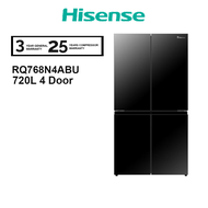 Hisense 720L Fridge RQ768N4AW-KU / RQ768N4AWKU 4 Door Inverte / 720L RQ768N4ABU Refrigerator (Black) Peti Sejuk