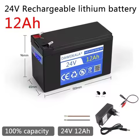 24v battery pack 18650 100% capacity 12Ah Rechargeable battery Lithium Iron Phosphate Battery Built-