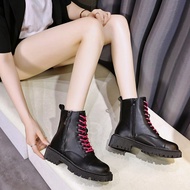 MAY New Women Martin Boots Lace-up&amp;Zippers Ankle Boots Comfortable Rubber Ready Stock