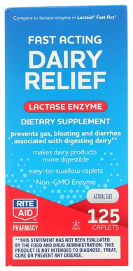 Fast Acting Dairy Relief Lactase Enzyme - 125 Caplets |Lactose Intolerance Pills | Digestive Enzyme 