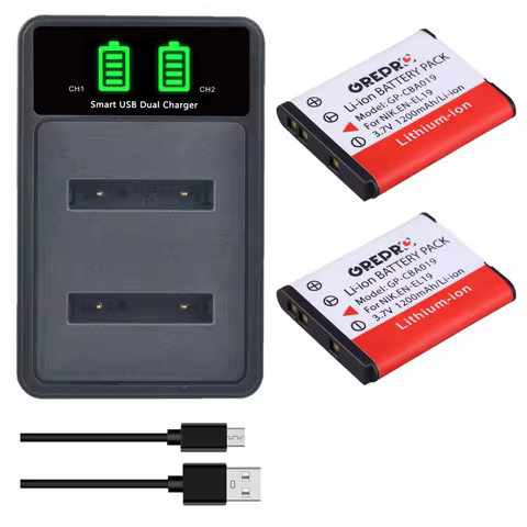 EN-EL19 Battery and Charger for Nikon Coolpix S2800, S6900, S2700, S3200, S2600, A100, S3100, S3600,