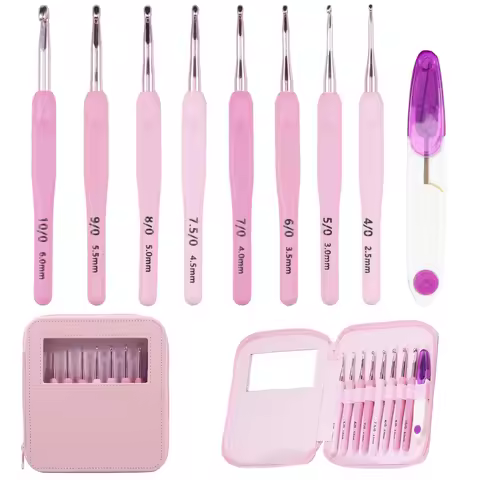 8Pcs Crochet Hook Set 2.5 to 6mm Crochet Hooks Kit Ergonomic Soft Handles Crocheting Needles Kit Kni