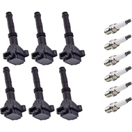 ENA Ignition Coil Pack and Platinum Spark Plug Set of 6 Compatible with Porsche 1999 2000 2001 911 3