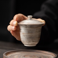 Silver GY001 Retro Two Talent Gaiwan Household Tea Bowl Stoneware Gilt Silver Kung Fu Tea Set Tea Bo