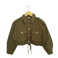 HIJAU Army Green Drawstring Crop Collar Jacket (CODE: B135-13)
