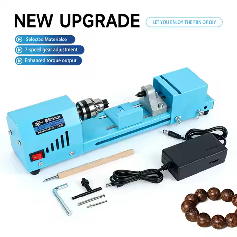 Jewelry Bead Making Tool 7-Speed Mini Bead Lathe Machine Upgraded DIY Woodworking Lathe for Bead, Je