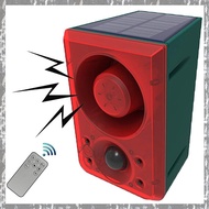 (YTMG) Outdoor Solar Motion Sensor Alarm with Remote Control 130Db Sound Light Alarm Siren Sound Ala