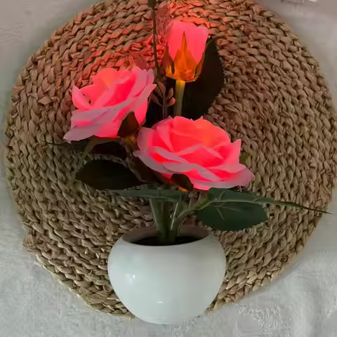 Rose Lamp Artificial Rose Lamp LED Table Light Bedside Table Lamp Flower Night Lights Rose Flower Li