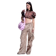 HeartBurn Beige Parachute Pants (Beige Bloom Pants)