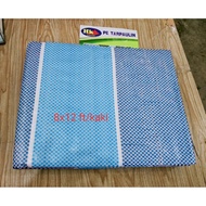 (8x12 Ft/kaki) Blue White Canvas PE Tarpaulin