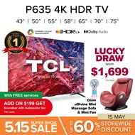 TCL P635 Google TV | 43 50 55 58 65 75 inch | 4K Smart TV | HDR 10 | Dolby Audio | HDMI 2.1