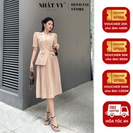 Nhat Vy office vest dress with long sleeves made of ribbed silk, suitable for luxurious parties - D2