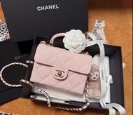 Chanel 25s 鏈條手提包 cf mini with top handle 荔枝牛皮 方胖子 15cm 櫻花粉 迷你 ‖ 25A 飯盒包 kelly 橫版 黑色 25bag 中號
