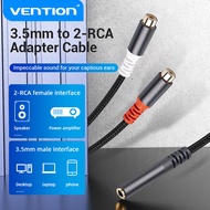Vention Bộ Chia Tín Hiệu Kabel RCA 3.5 Jack Ke 2 RCA Đầu Cái Đầu Nối RCA 3.5 Mm Cho Bộ Khuếch Đại Lo