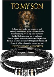To My Son Bracelet From Mom and Dad, Braided Leather Bracelet Sons Gifts, Mother and Son Bracelet, B