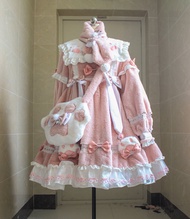 LucyAndLory Lolita Winter Dress เสื้อผ้าเด็กผู้หญิงสไตล์ญี่ปุ่น แขนยาว หนา ขนแมว คอโปโล ชุดเด็กผู้หญ