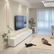 New TV Cabinet Coffee Table Simple Modern Solid Wood Living Room Floor High Storage White TV Cabinet