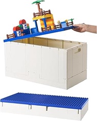 SHIMOYAMA 53 Qt. Folding Storage Box with Large Building Lid for Lego Duplo Blocks, 13 Gallon Collap