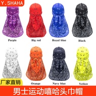 MD2M Cashew Flower Men Pirate Hat Durag Long Tail Sports Headscarf Amoeba Hip Hop Hat Outdoor Cyclin