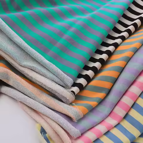 Rainbow Striped Cotton Elastic Knitted French Terry Fabric DIY For Sewing Hoodie Jacket Shirt Tissus