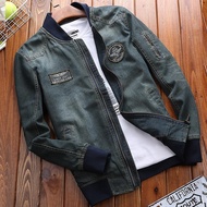 Denim Jackets Denim for men in spring and autumn, wide pine year clothes, oversized men's baseball collar, casual jacket trend jiahuiqi