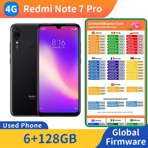Redmi Note 7 Pro 4G 2340x1080px RAM 6GB ROM 128GB 6.3 inch 4000 mAh 48MP used phone