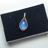 大顆藍色月光石吊墜 14KGF雙面光月光石項鏈