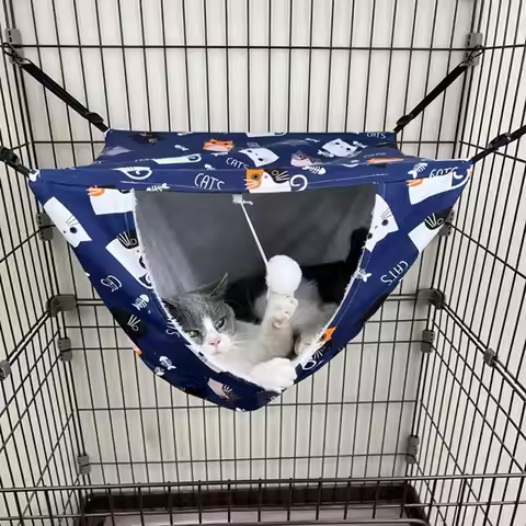 Pet Cage Hammock Cat Hammock Double Layer Cage Cat Window Perches Pet Cage Bed Soft Pet Bed Cat Swin