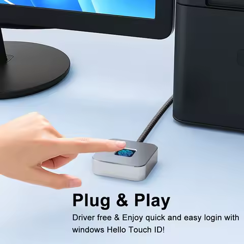 Computer Fingerprint Login Device with 1.5m USB Extension Cable Windows Hello Touch ID Fingerprint R