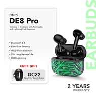 Dmes DE8 Pro Wireless Earbuds Bluetooth 6.0 IPX6 Waterproof 65ms Low Latency 8H Playtime 10mm Driver