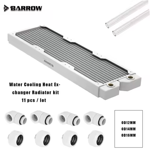 BARROW Water Cooling Liquid Heat Ex-changer 120/240/360mm Radiator Kit+PETG Hard Tube+Connector+90 D