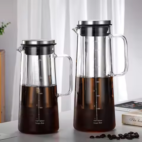 Glass Pour Over Coffee Maker, Cold Brew Coffee Pot, Iced Drip Coffee Maker with Filter for Home - Co