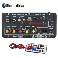 110V 220V 12V Digital Bluetooth Amplifier Board Subwoofer Dual Microphone Karaoke Amp Speaker Home Theater DIY 30W