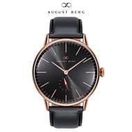 August Berg Serenity Classic Noir Rosegold Watch with Black Leather Strap