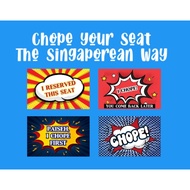 CHOPE CARD with Customised Name/Text, Reserved / Chope Yr seat at Hawker Centre *Local Seller*