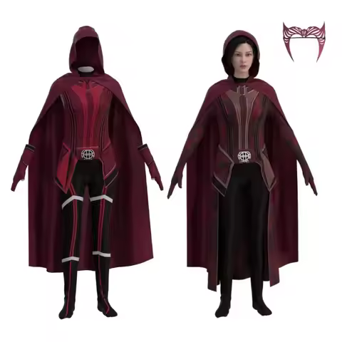 Scarlet Witch Cosplay Costume for Women & Girls Wanda Maximoff Halloween Jumpsuit with Cape Suit Fem