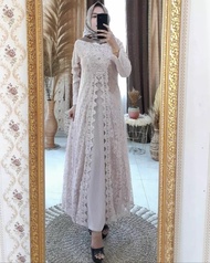 GAMIS PESTA INDONESIA/ GAMIS KERANCANG BROKAT KOREA IMPORT PREMIUM 100% REALPICT/ KEBAYA PESTA INDON