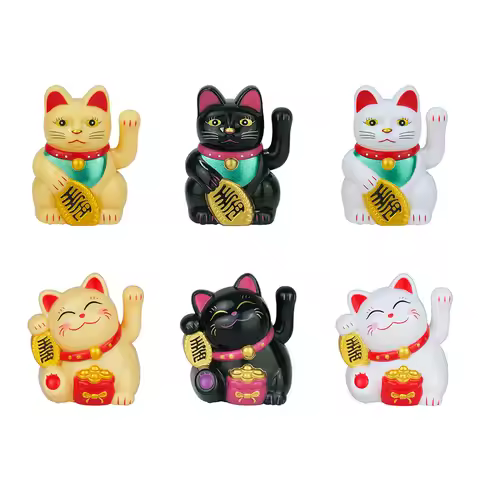 1pc Mini Electric Waving Arm Lucky Cat Solar Automatic Waving Lucky Cat Car Decoration Cake Baking G
