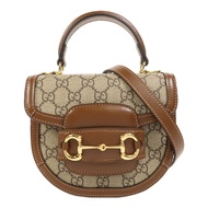 GUCCI 塗層帆布Horsebit 1955 Mini Top Handle金扣手挽肩背兩用袋