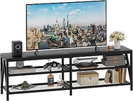 Katrawu TV Stand for 65 70 Inch TV, Long 63" Entertainment Center 3-Tier TV Console Steel Frame Industrial Style TV Cabinet with Metal Frame for Living Room,Black