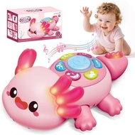 Baby Axolotl Toys 6-12 Months, Tummy Time Musical Crawling Toys